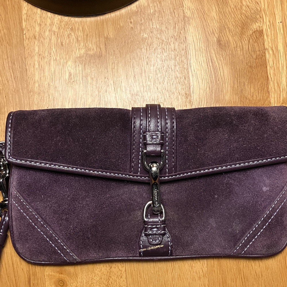 Coach Plum Suede Wristlet